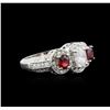 Image 2 : 14KT White Gold 0.84ctw Ruby and Diamond Ring