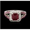 Image 1 : 14KT White Gold 2.21ctw Ruby and Diamond Ring