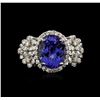 Image 1 : 14KT White Gold 4.31ct Tanzanite and Diamond Ring