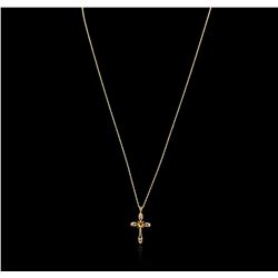 10KT Yellow Gold Citrine and Diamond Cross Pendant With Chain