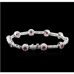 14KT White Gold 1.40ctw Ruby and Diamond Bracelet