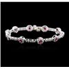 Image 2 : 14KT White Gold 1.40ctw Ruby and Diamond Bracelet