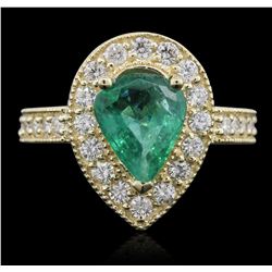 14KT Yellow Gold 1.65ct Emerald and Diamond Ring