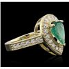 Image 2 : 14KT Yellow Gold 1.65ct Emerald and Diamond Ring