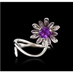 14KT White Gold 1.10ct Amethyst and Diamond Ring