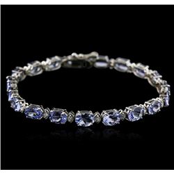 14KT White Gold 14.00ctw Tanzanite and Diamond Bracelet