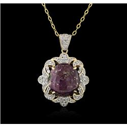 PLATED SILVER 24.03ct Ruby and White Sapphire Pendant With Chain