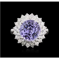 14KT White Gold 4.36ct Tanzanite and Diamond Ring