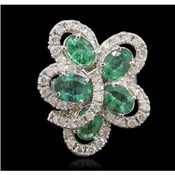 14KT White Gold 5.00ctw Emerald and Diamond Ring