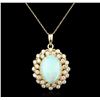 Image 2 : 14KT Yellow Gold 7.82ct Opal and Diamond Pendant With Chain