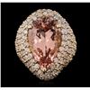 Image 1 : 14KT Yellow Gold 10.83ct Morganite and Diamond Ring