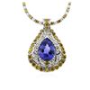 Image 2 : 14KT White Gold GIA Certified 16.56ct Tanzanite and Diamond Pendant With Chain