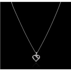 10KT White Gold 0.10ctw Diamond Heart Pendant