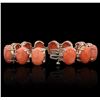 Image 3 : 14KT Rose Gold 24.36ctw Coral and Diamond Bracelet