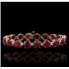 Image 1 : 14KT Rose Gold 28.72ctw Ruby and Diamond Bracelet