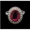 Image 1 : 14KT White Gold 3.89ct Ruby and Diamond Ring