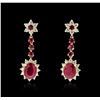 Image 1 : 14KT Yellow Gold 6.00ctw Ruby and Diamond Earrings