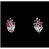 Image 1 : 14KT White Gold 0.80ctw Ruby and Diamond Earrings