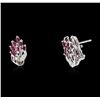 Image 2 : 14KT White Gold 0.80ctw Ruby and Diamond Earrings