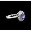 Image 2 : 1.00ct Tanzanite and Diamond Ring - 14KT White Gold