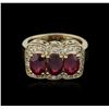 Image 1 : 14KT Yellow Gold 3.45ctw Ruby and Diamond Ring