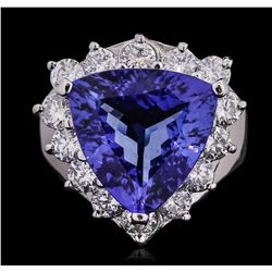 14KT White Gold GIA Certified 7.94ct Tanzanite and Diamond Ring