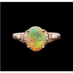 14KT Rose Gold 1.40ct Ethiopian Opal and Diamond Ring