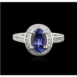 14KT White Gold 1.48ct Tanzanite and Diamond Ring