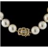 Image 3 : 14KT Yellow Gold Cultured Pearl and Diamond Necklace