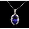 Image 1 : 14KT White Gold GIA Certified 21.19ct Tanzanite and Diamond Pendant With Chain