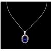 Image 2 : 14KT White Gold GIA Certified 21.19ct Tanzanite and Diamond Pendant With Chain