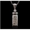 Image 2 : 18KT White Gold Princess and Diamond Pendant With Chain