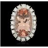 Image 1 : 14KT White Gold 14.80ct GIA Cert Morganite and Diamond Ring
