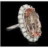 Image 2 : 14KT White Gold 14.80ct GIA Cert Morganite and Diamond Ring