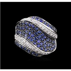 10KT White Gold 2.71ctw Blue and White Sapphire Ring