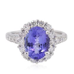 14KT White Gold 3.43ct Tanzanite and Diamond Ring