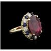 Image 2 : 14KT Yellow Gold 9.65ct Ruby, Sapphire and Diamond Ring