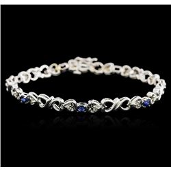 14KT White Gold 0.70ctw Sapphire and Diamond Bracelet