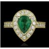 Image 1 : 14KT Yellow Gold 1.34ct Emerald and Diamond Ring