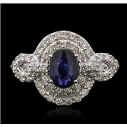 14KT White Gold 1.02ct Sapphire and Diamond Ring