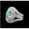 Image 2 : 18KT White Gold 3.87ct Emerald and Diamond Ring