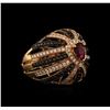 Image 2 : 18KT Rose Gold 0.69ct Rubellite and Diamond Ring