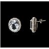 Image 2 : 8.92ctw Aquamarine and Diamond Earrings - 14KT White Gold