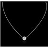 Image 1 : 14KT White Gold 0.20ctw Diamond Evil Eye Pendant With Chain