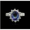 Image 1 : 14KT White Gold 3.16ct Tanzanite and Diamond Ring