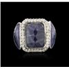 Image 1 : 14KT White Gold 20.59ctw Sapphire and Diamond Ring