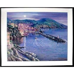 VIEW OF CAMOGLI Signed Sipos Landscape Art on Canvas