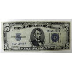 1934A US Silver $5 Certificate Bill