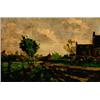 Image 1 : Johannes Evert Akkeringa 1861-1942 Dutch Dutch Landscape with Farm Buildings Oil on canvas...