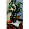 Image 1 : Roger Bisiere 1886-1964 French Vase de Fleurs Oil on panel Signed; titled on a label on...